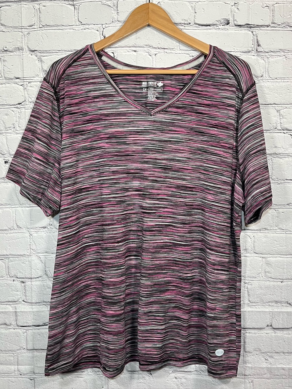 Reel Legends Keep It Cool Short Sleeve Shirt Womens Size 1X Purple Striped